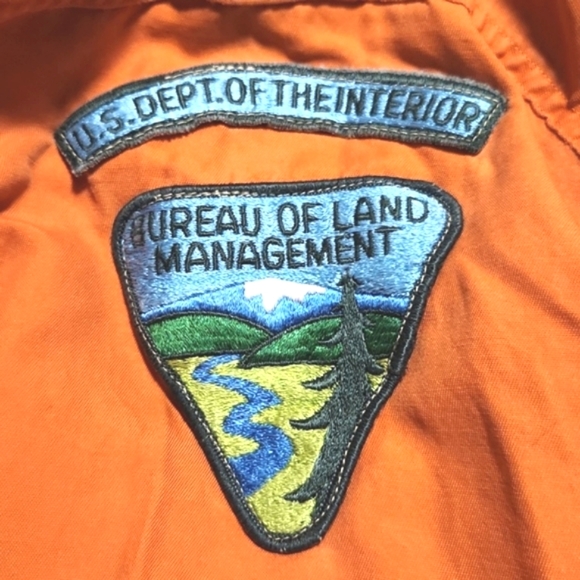 Vintage BLM Firefighter Flame Proofed Safety Shirt Orange Men's Large - Picture 4 of 8